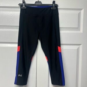 Under Armour Heat Gear Compression Crop Leggings  Black Blue Coral Women’s Small